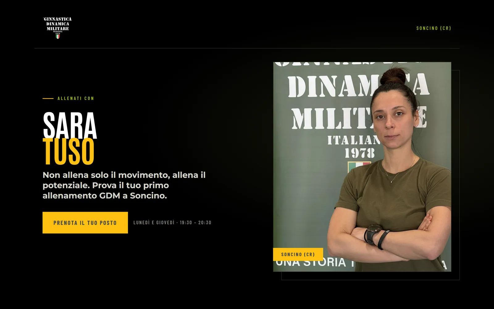 Deschiderea paginii Sarei Tuso, cu portretul și invitația la probă