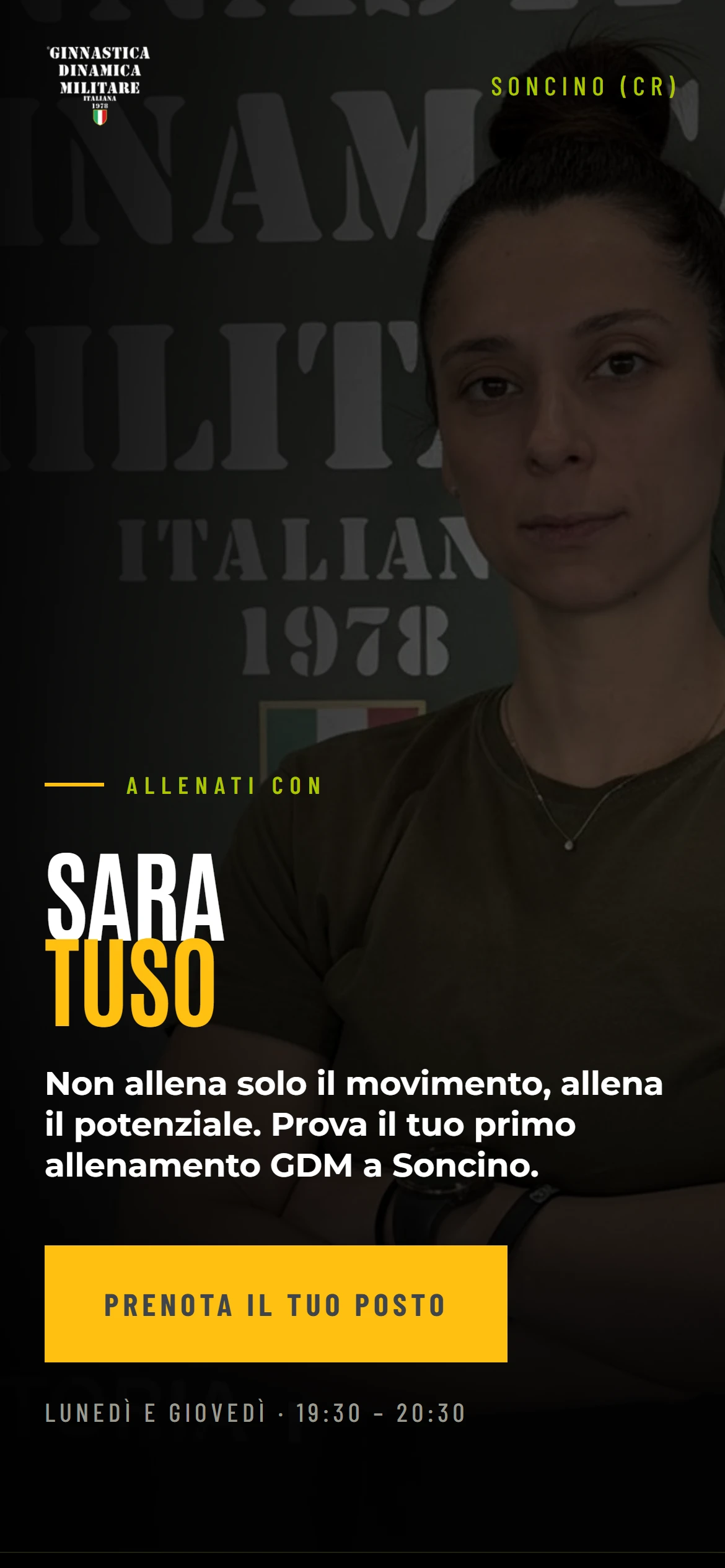 The Sara Tuso landing page on a phone